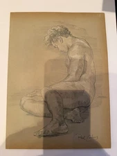 Paul Cadmus ' Desperate' chalk on paper