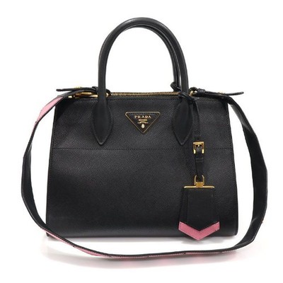 Prada 1BA103 Black Saffiano City Calf Gold-tone Paradigm 2WAY 119573605