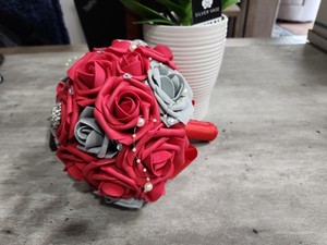 Bouquet Bridal 20+ Artificial Flowers Foam Rose Fake Maid Of Honor Wedding