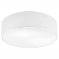 Deckenleuchte Weiß Stoff Ø 45 Cm H: 13 Cm Rund Flach Blendarm E27 Deckenlampe