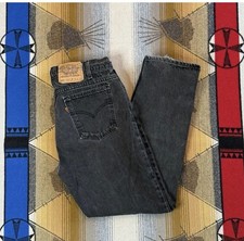 Vintage 90s Levis 505 Orange Tab Jeans Mens 34x30 Black Regular Fit Straight Leg