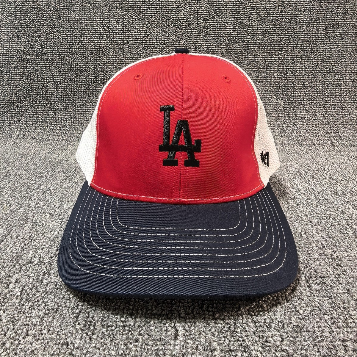 47 Brand Los Angeles Dodgers Trucker Hat Red White Navy Snapback Cap