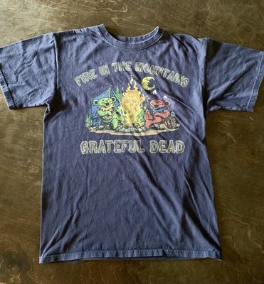 Liquid Blue ''Fire In The Mountains'' Grateful Dead Navy Blue T-Shirt Bears Medium