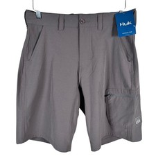 NEW Huk Next Level 10.5 Shorts Fishing H2000171 Mens Medium Iron Stretch 65