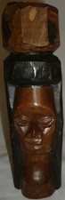 VINTAGE AFRICAN ART WOOD CARVED SCULPTURES FIGURINE SET OF 3
