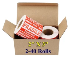 2 x 3 Fragile Sticker Handle with Care Thank You Mailing Shipping Label 500/Roll