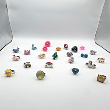 Lot of 24 Kids Adjustable Novelty Rings Unicorn Cat Rainbow Animal Party Favors