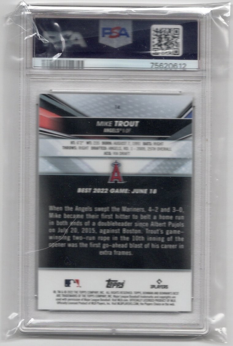 Mike Trout 2022 Bowman's Best # 14 *PSA 10 GEM MT* Los Angeles Angels view 2