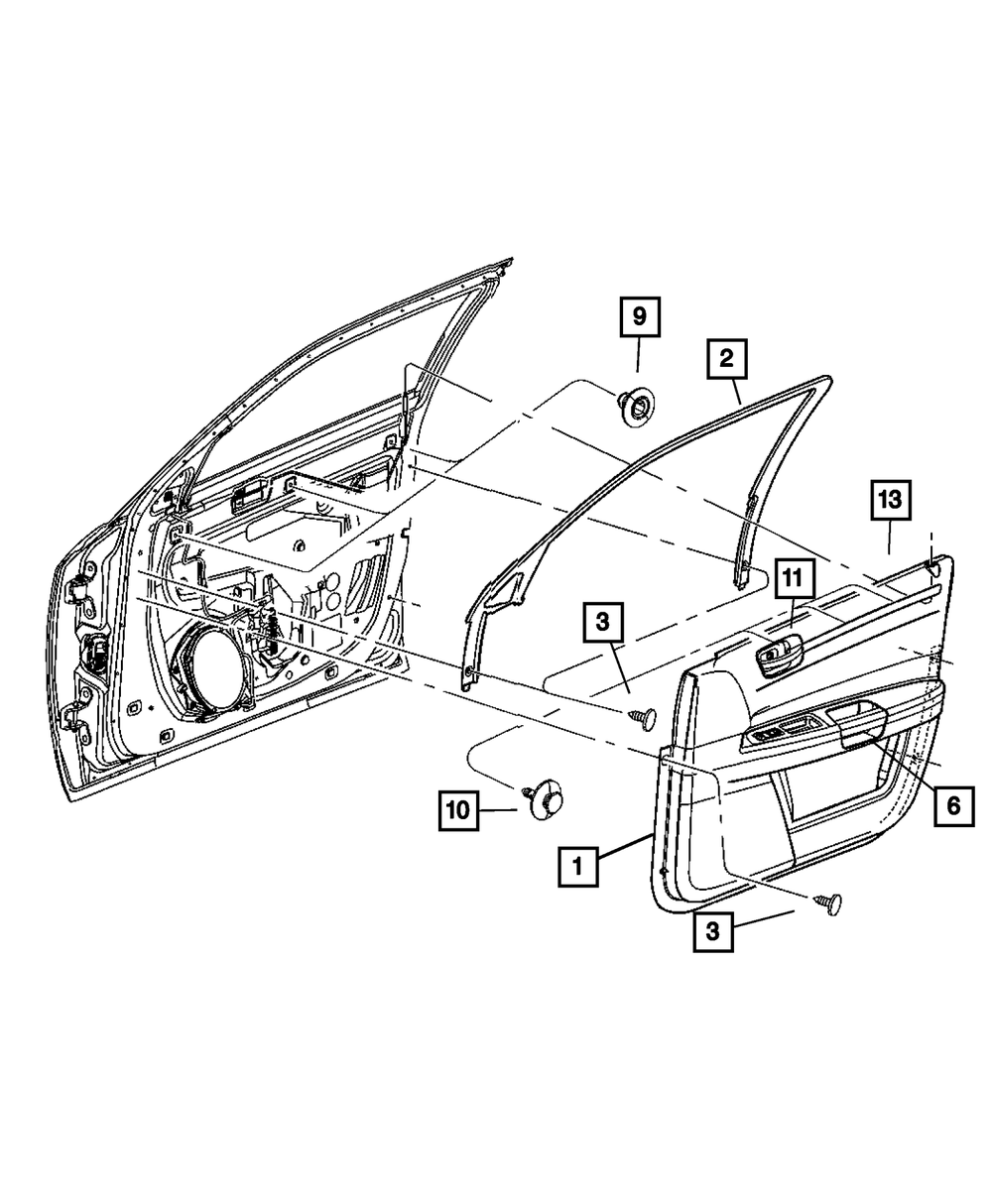 Genuine Mopar Front Door Trim Panel Right 1BG701DDAB