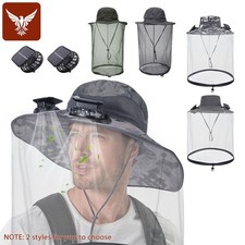 Mosquito Net Hat with Solar Fans Wide Brim Su...