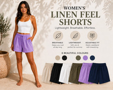 Ladies Shorts Womens Linen Feel JDN Fashion Stylish Elastic UK NEW