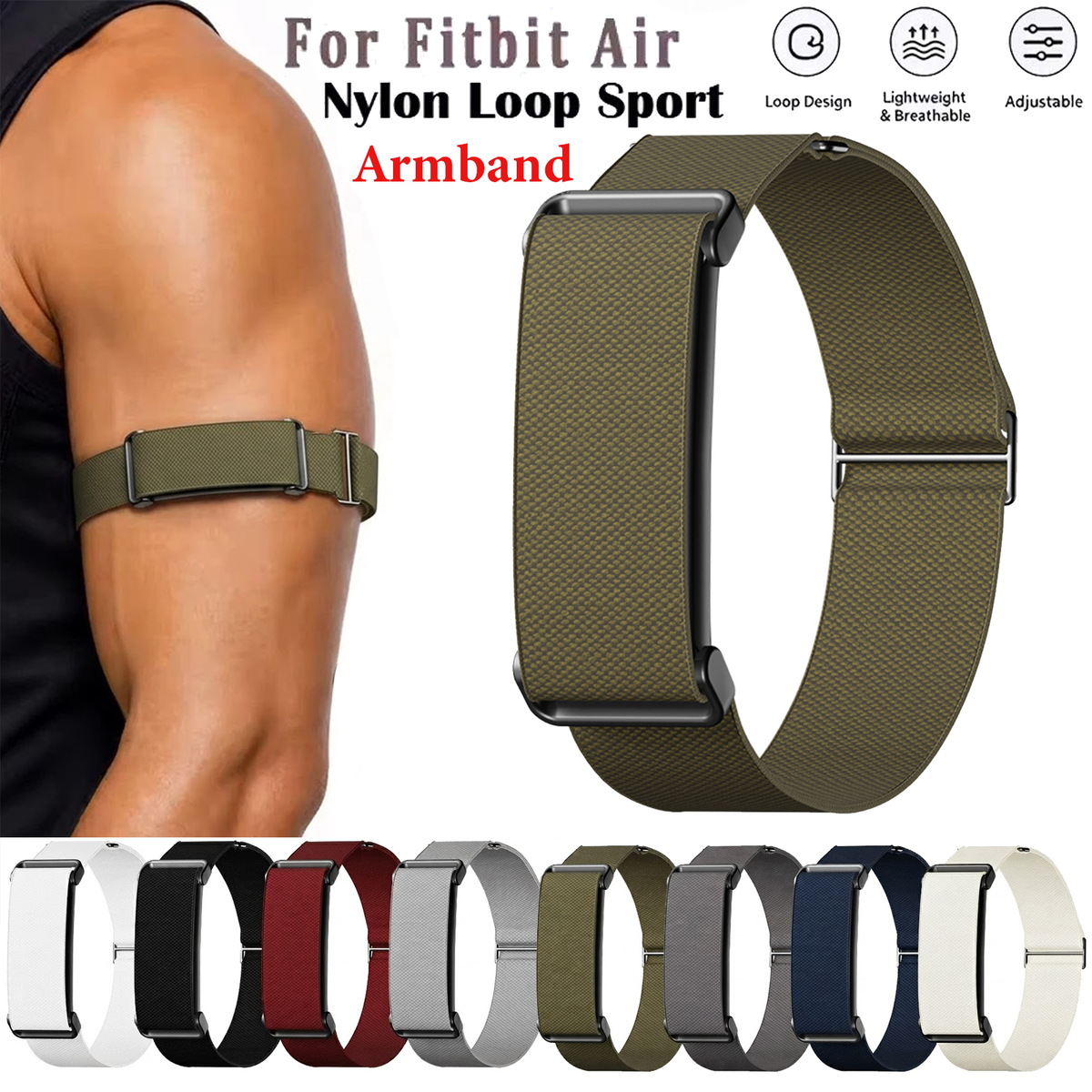 For Google Fitbit Air 2026 Nylon Sports Band Adjustable Loop