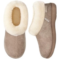 Women's Microsuede Cozy Memory Foam Winter Slippers with Fuzzy 11-12 Taupe