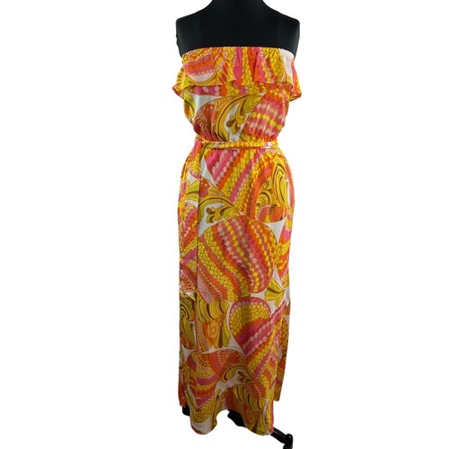 Banana Republic Trina Turk Multi Maxi Dress Strapless Sonya Patio Summer 6 NEW - Picture 2 of 12