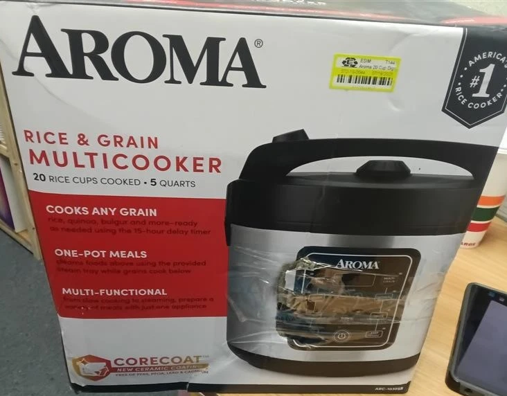 AROMA ARC-1020SB 20 Cups Rice Cooker & Steamer - Black/Silver