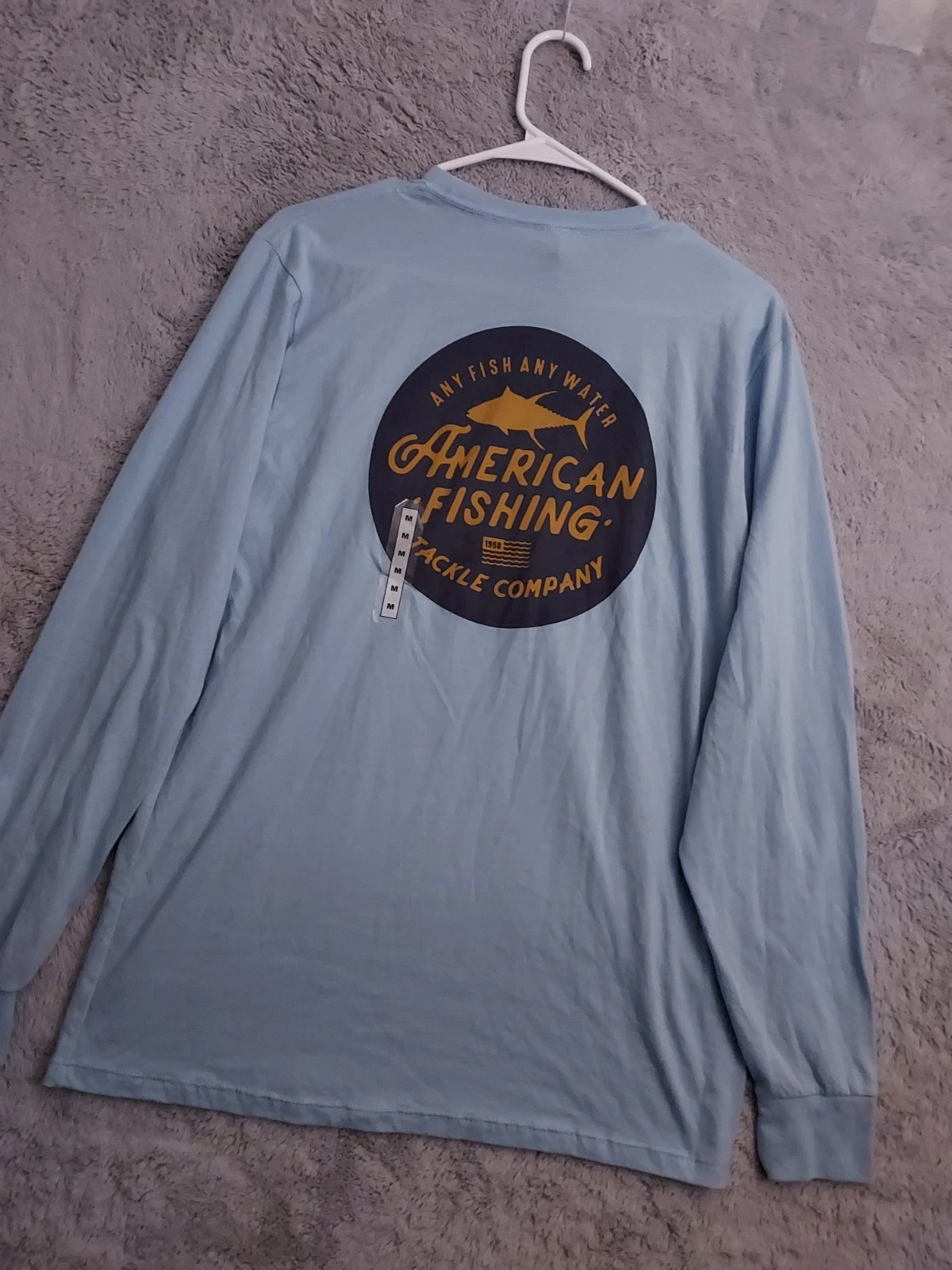 NEW Aftco Shirt Mens Medium Graphic Print Long Sleeve Fishing Outdoor Hiking M