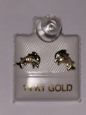 14K yellow gold dolphin stud earrings