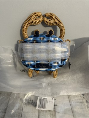 Rare Kate Spade Pinch Me Blue Wicker Crab Novelty Crossbody Bag Blue Tan