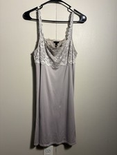 Soma Sleep Chemise Nightgown Medium Gray Lace Trim Slip Dress Lingerie Romance