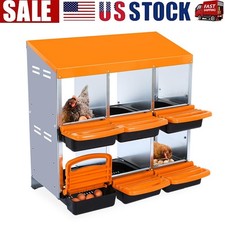 Egg Laying Box, Chicken Nesting Box, 6 Room Metal Nesting Boxes for Chicken