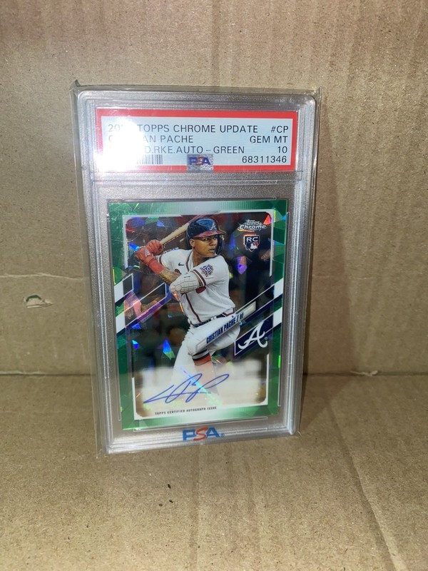 2021 Topps Chrome Sapphire Cristian Pache Rookie Auto Green /50 PSA 10 Braves