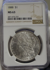 1888 US Morgan Silver Dollar $1 NGC MS63.