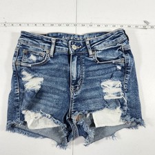 American Eagle Hi-Rise Shortie Distressed Denim Shorts Blue Size 4 11793