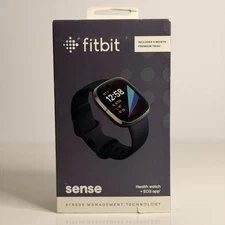 Fitbit Sense Activity Tracker Smartwatch Carbon/Graphite + Pink Band CLEAN