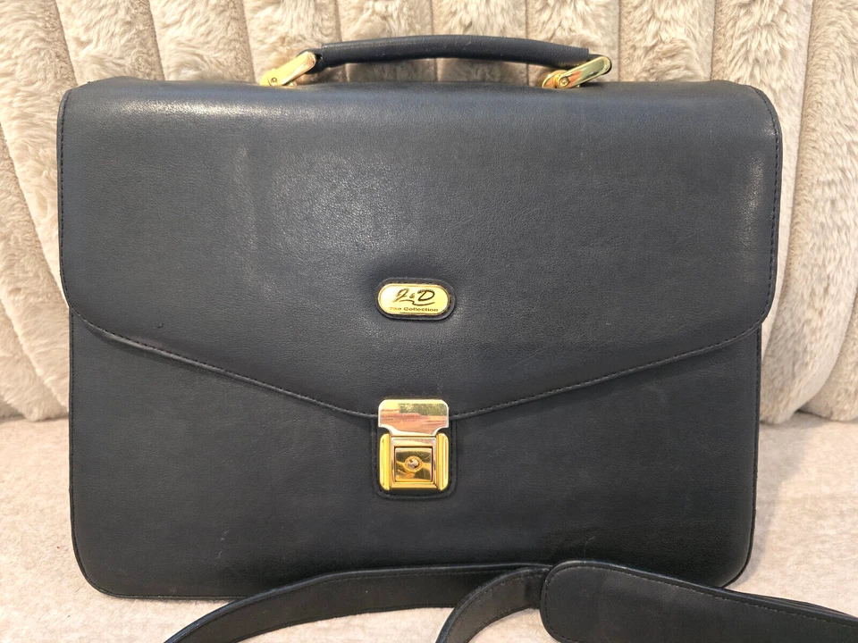 Maletín de cuero negro Jade Duck auténtico Italia para hombre bolso de hombro médico RARO. Foto 2 de 4
