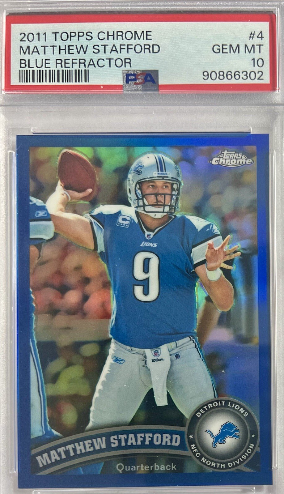 2011 Topps Chrome MATTHEW STAFFORD Blue Refractor /199 PSA 10 - POP 2!!