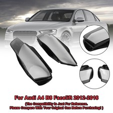 Left +Right Headlight Lens Plastic Cover Shell For Audi A4 B8 Facelift 2012-2016