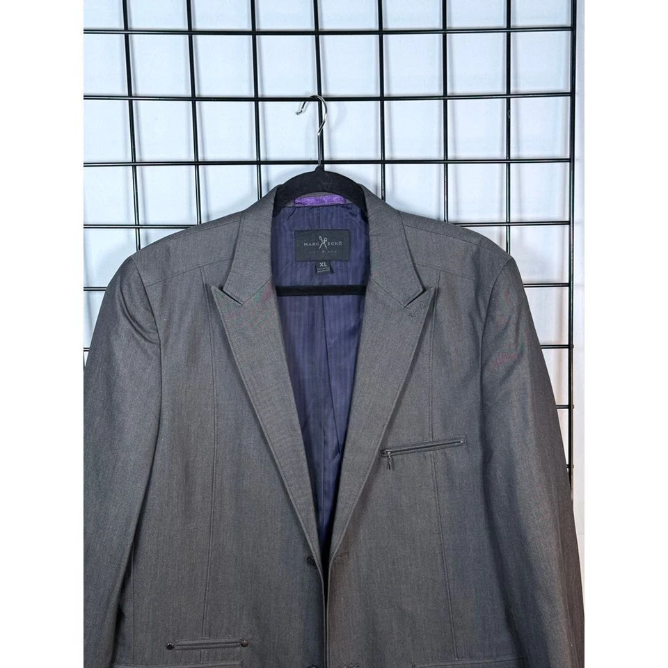 Chaqueta Blazer MARC ECKO Corte y Costura Traje Deportivo Abrigo Para Hombres XL Gris Algodón Informal Foto 3 de 4