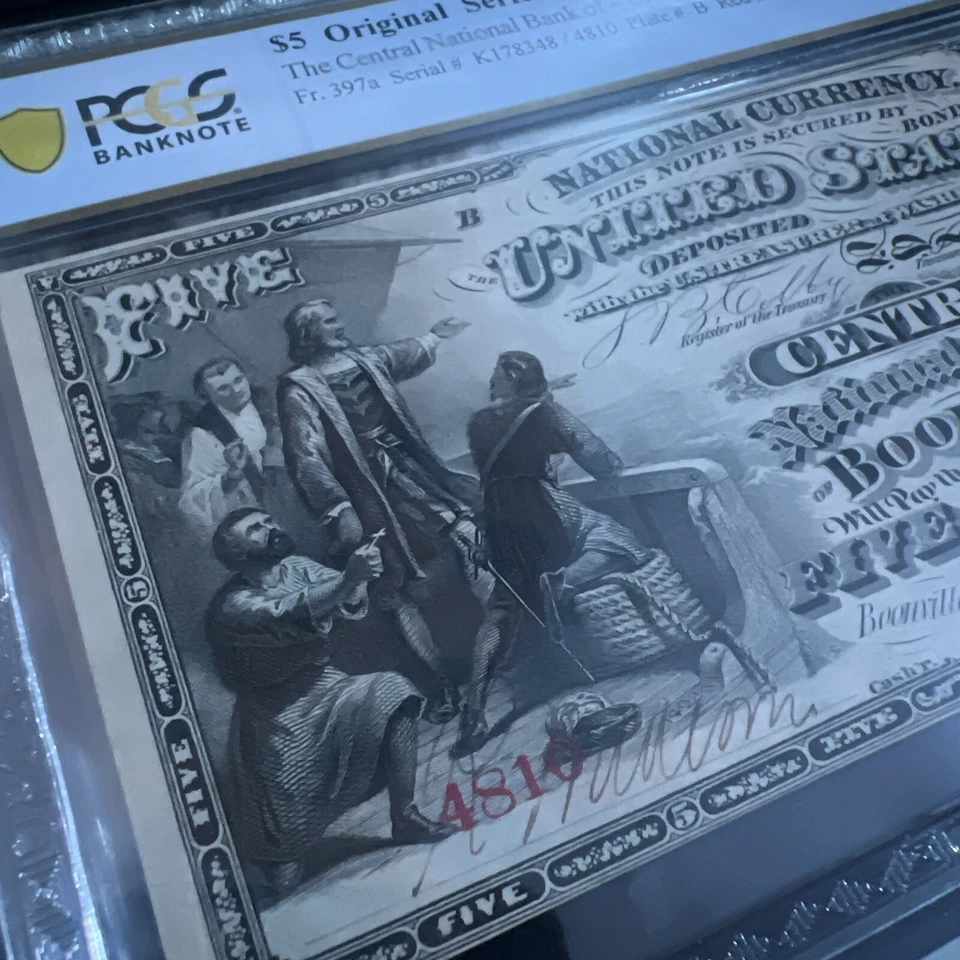 Original Series $5 National Bank Note Fr#397a. Boonville , Missouri - Image 4 of 4