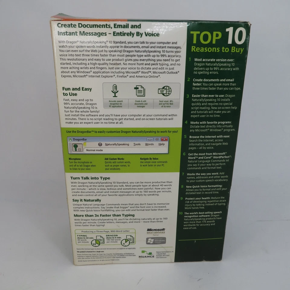 Nuance Dragon Naturally Speaking Standard Edition 10 Speech (Distressed Box) - Image 2 of 4