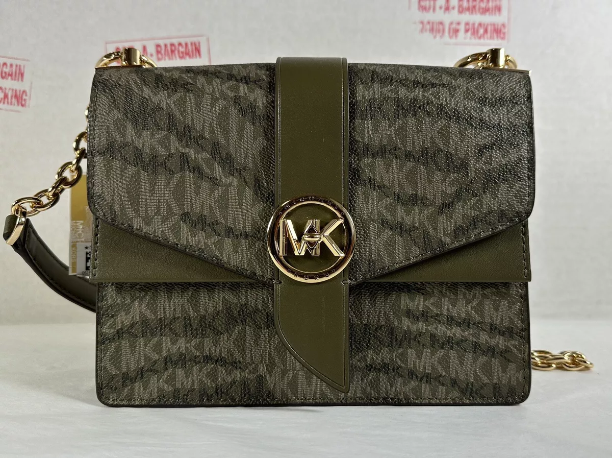 Michael Kors Medium Logo Convertible Crossbody Bag (Brown Signature):  Handbags