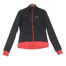 GORE Bike Wear Jacket Womens Small Black Red Full Zip Windstopper Reflective
