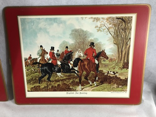 Set 4 tovagliette vintage fondo sughero brufolo "caccia alla volpe inglese" - Foto 4 di 12
