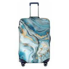 Luggage Cover Washable Elastic S fits 18-21 inch Suitcase Blue Gold Marble