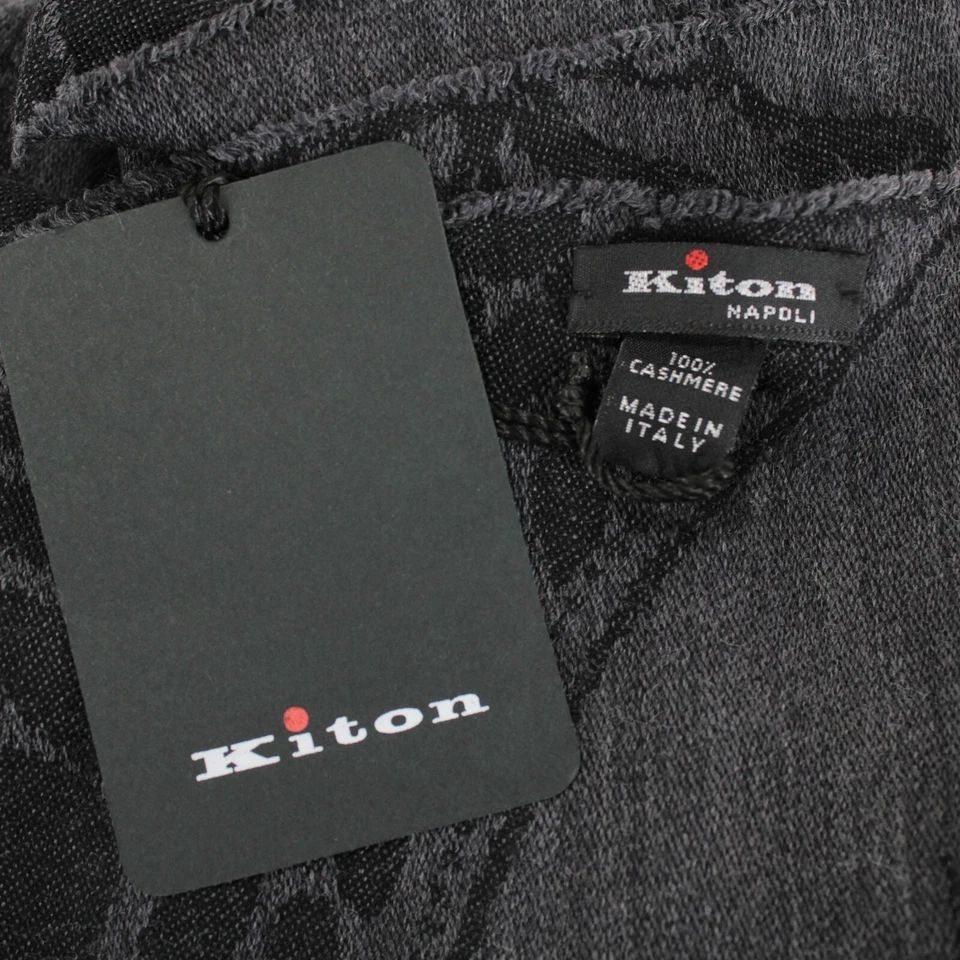 Kiton новый с Ярлыками 100% кашемир причудливый шарф в серый и черный сделано в Италии - Изображение 4 из 4