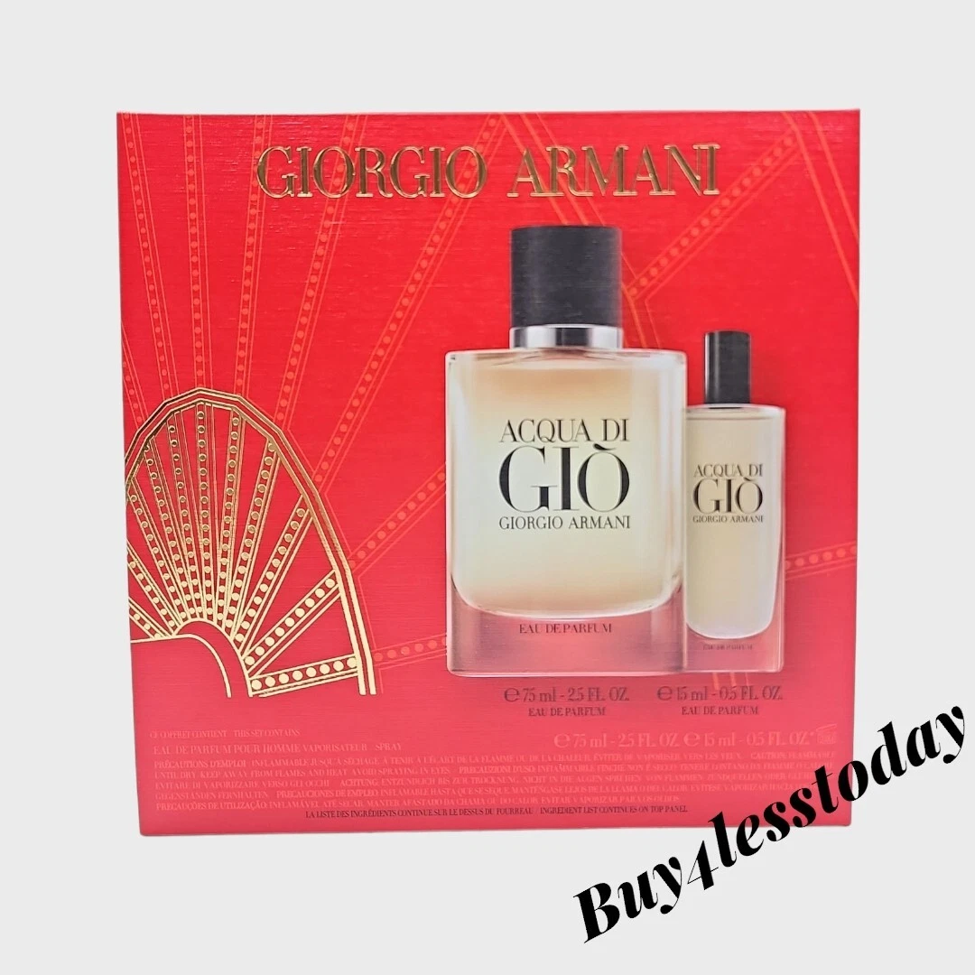 Giorgio Armani ACQUA DI GIO 2PCS GIFT Set Eau De Parfum 2.5 oz EDP 0.5 oz NEW