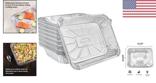 Eco-Friendly Disposable Half Size Aluminum Pans 9x13 - 100 Pack for Catering - 第 2/8 張圖片