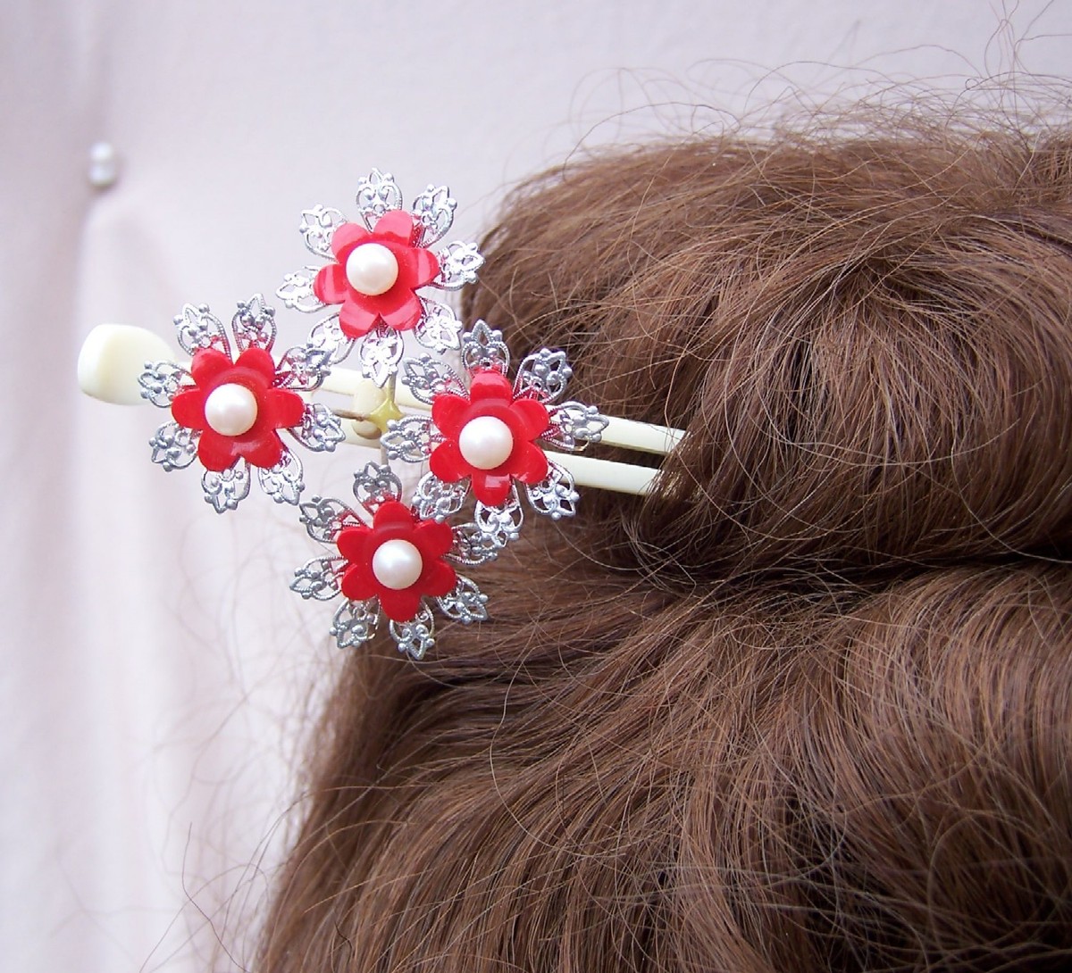 かんざし　ats FCBD Japanese geisha Kanzashi hair pins matched pair hair jewelry