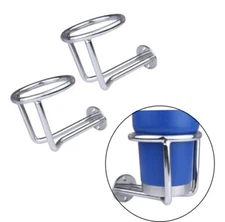 2X Ring Cup Drink Holder Stainless Steel Polished for Boat Marine Yacht Truck RV