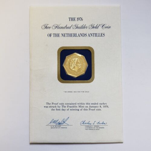 1976 Netherlands Antilles 200 Guilder .900 Gold Proof Coin - AGW .230 - G2333