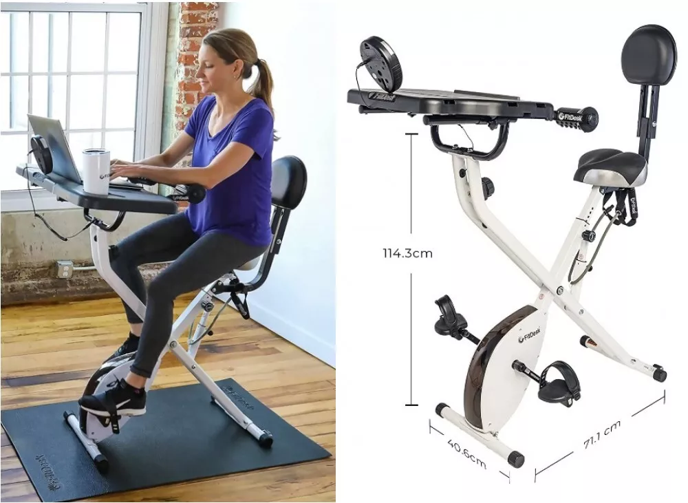 FitDesk Desk Bike 3.0 - Folding Exercise Bike for Work from Home Fitness,  Stationary Bike and Desk Exercise Equipment with Built-in Tablet Holder