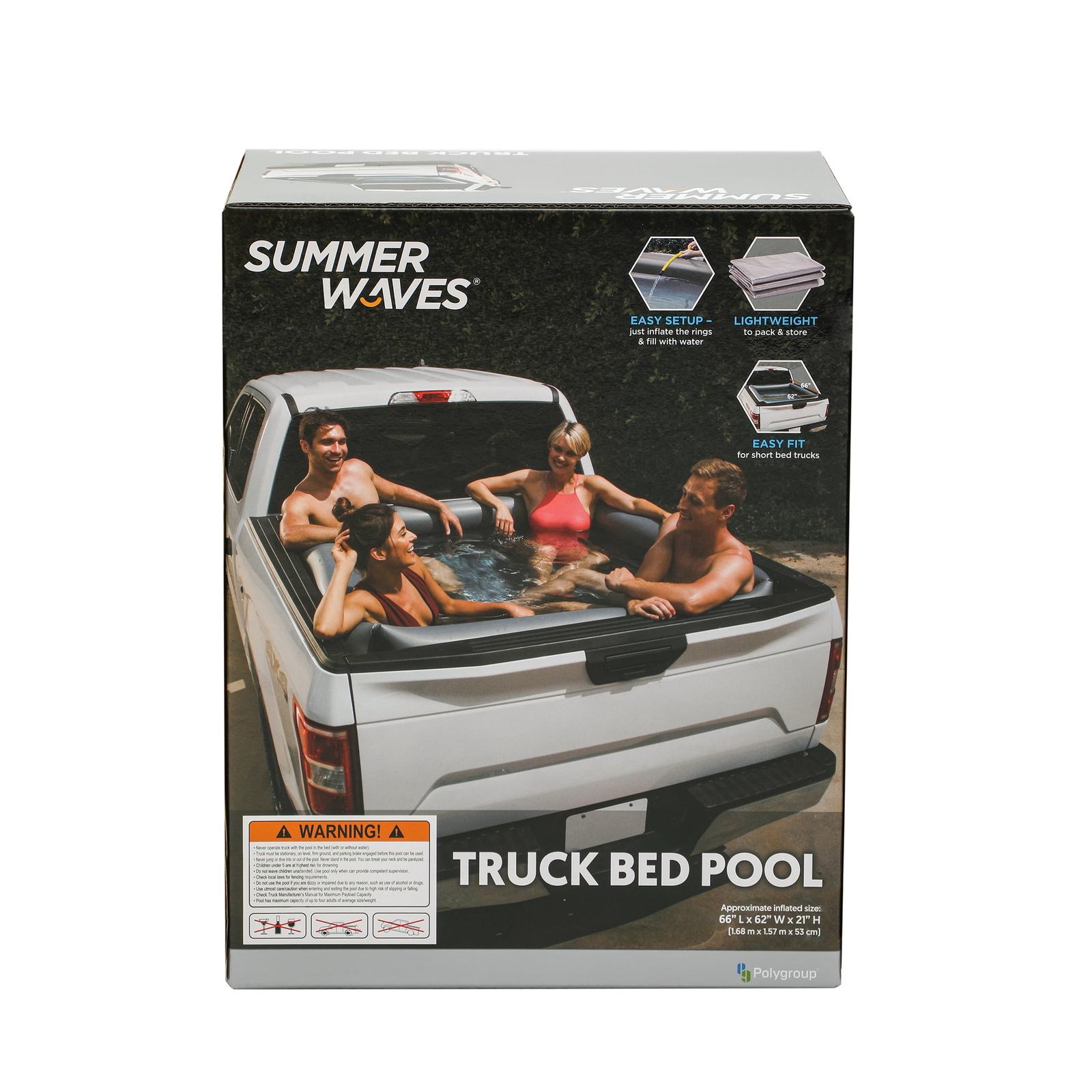 summer waves rectangular inflatable truck bed pool