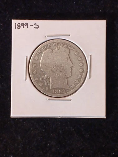 1899 S Barber 90% Silver Half Dollar 50c US Coin