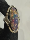 Vtg Taxco Sterling Silver Dragons Breath/harloquin Faux Opal Ring Size 5.5