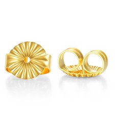 14K Real Gold Earring Backs, Yellow Gold, Style 3, 1 Pair, Polished, Nickel-F...