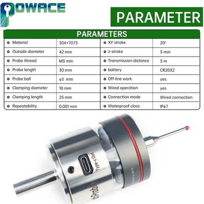 WP-500 V6 Anti-Roll 3D Edge Finder CNC Touch Probe Compatible with MACH3 & GRBL
